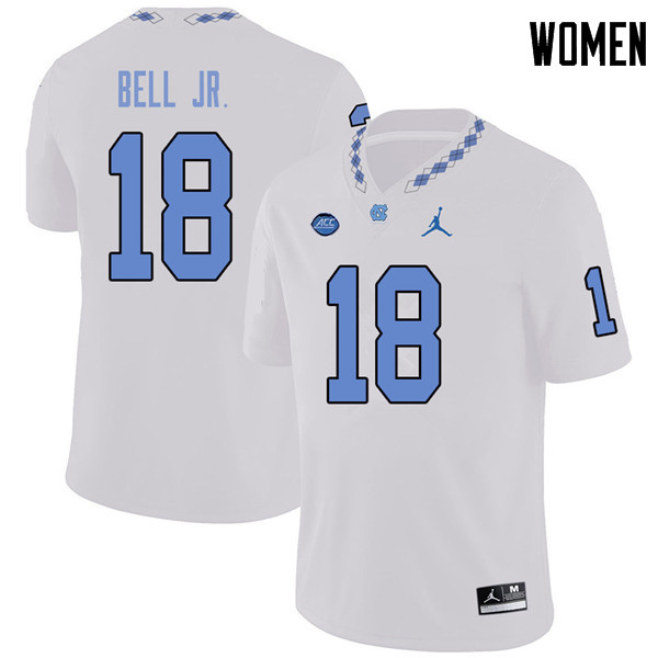 Jordan Brand Women #18 Corey Bell Jr. North Carolina Tar Heels College Football Jerseys Sale-White